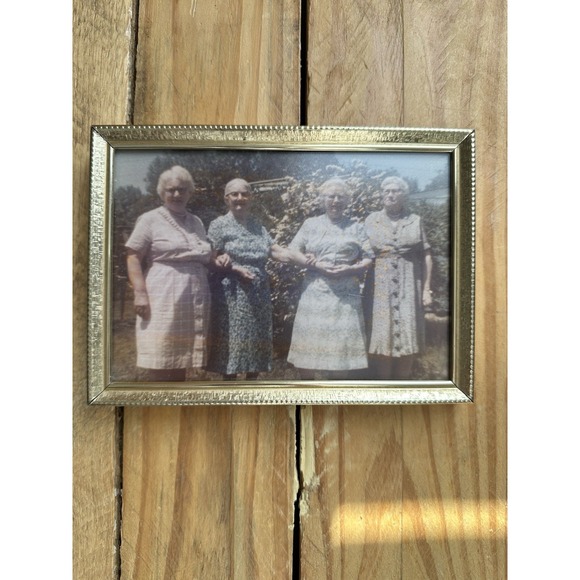 The Unbranded Brand Other - Vintage Brass Gold Tone Metal Picture Photo Frame With Elder Women Photo